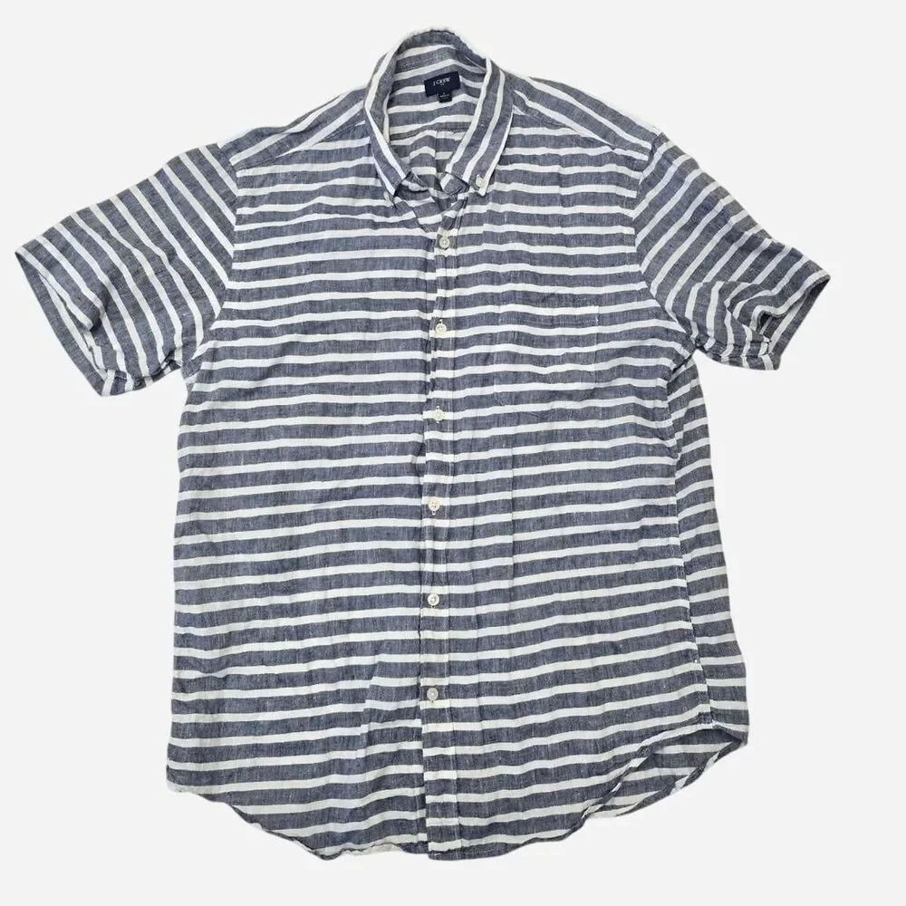 J.Crew Men's size L 100% linen stripe shirt